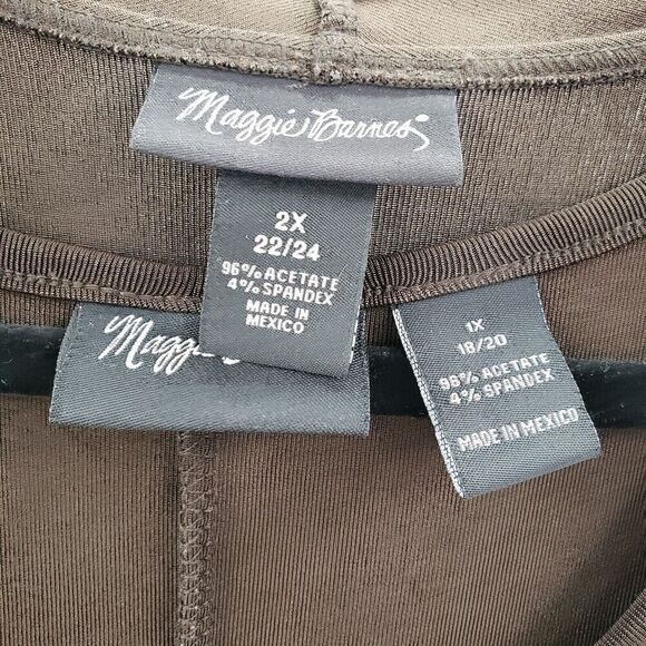 Maggie Barnes 2 Piece Cardigan Tank Top Set Womens 1x 2x Brown Slinku Knit - Picture 3 of 12